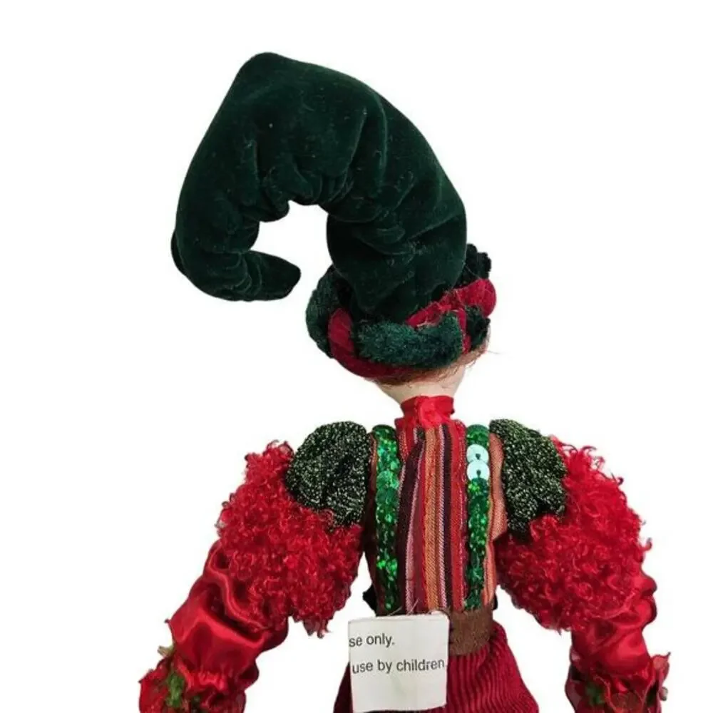 Christmas Decor Elf Fairy Doll‎ Pixie Detailed Sequins Beads Holiday Red READ